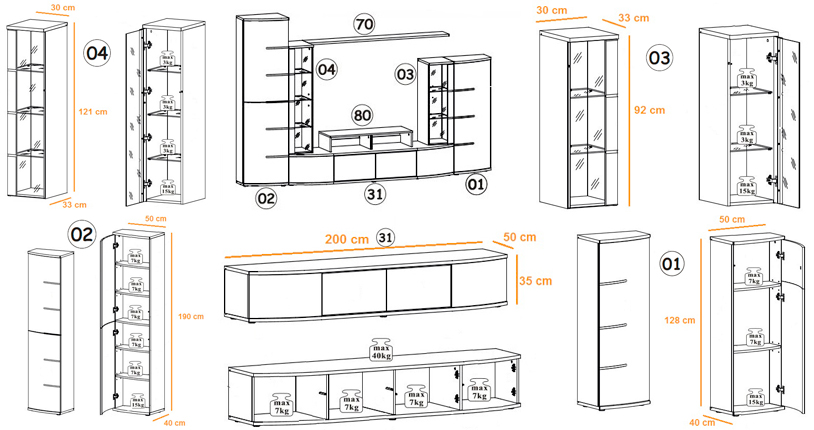 dimensions des meuble télé design